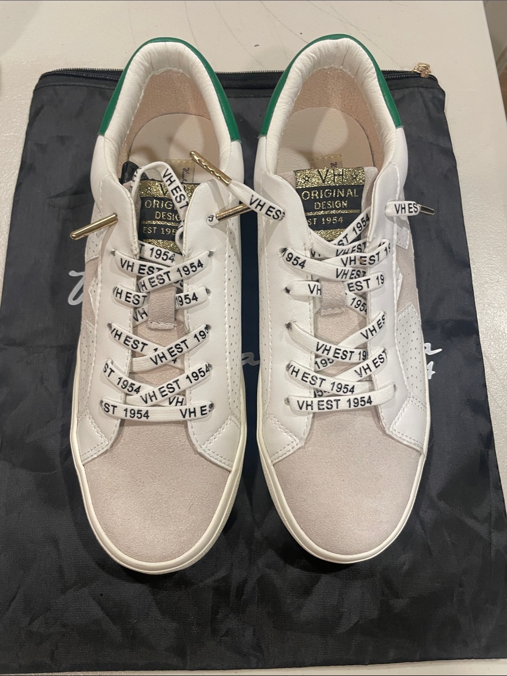 Vintage Havana White, Green & Beige Men's Low-Top Sneakers